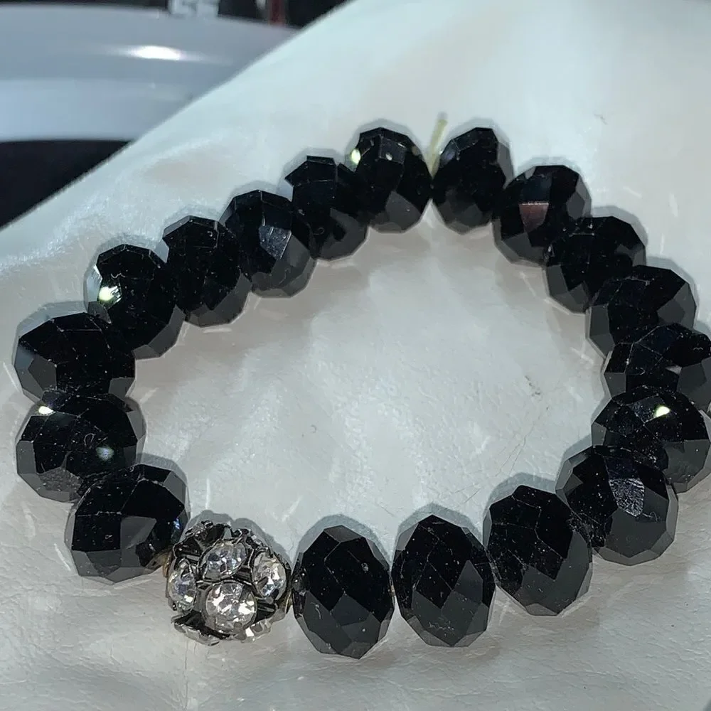 Beautiful Black Beveled Glass Beads